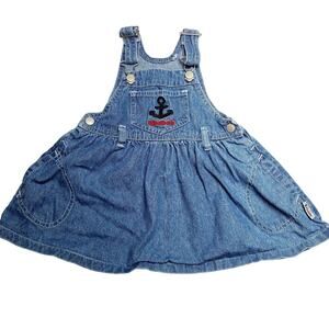 Vintage Weebok Girl's Jumper Dress Infant 18 Months Blue Denim Embroidered